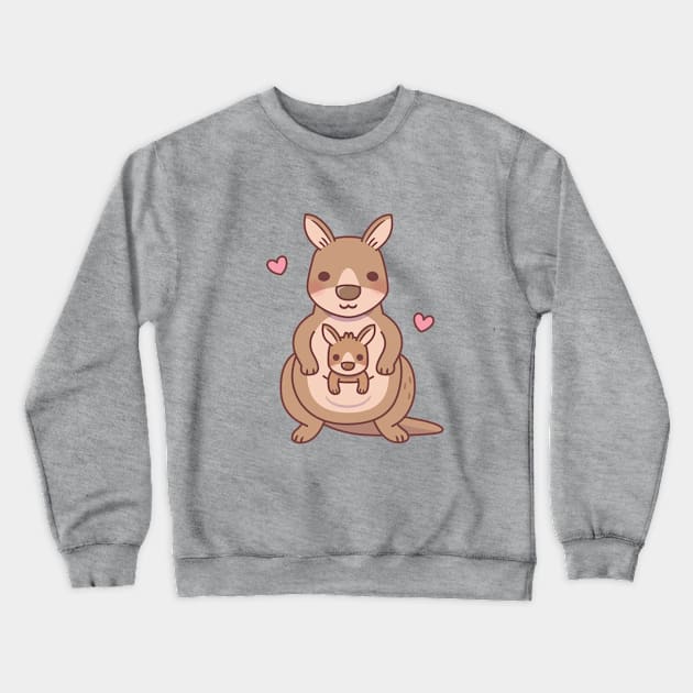 Cute Mommy Kangaroo And Baby Joey In Pouch Crewneck Sweatshirt by rustydoodle